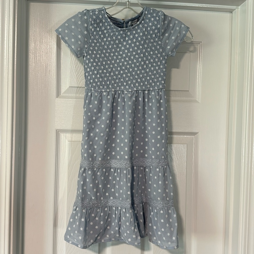 Fehrnvi Blue Isla dot dress- size 4-5- NWOT